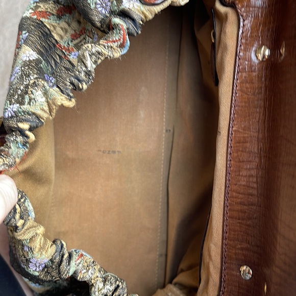 FENDI EUC TOBACCO PEQUIN STRIPES FABRIC AND LEATHER MAGIC SHOULDER BAG RARE FIND - Picture 16 of 17